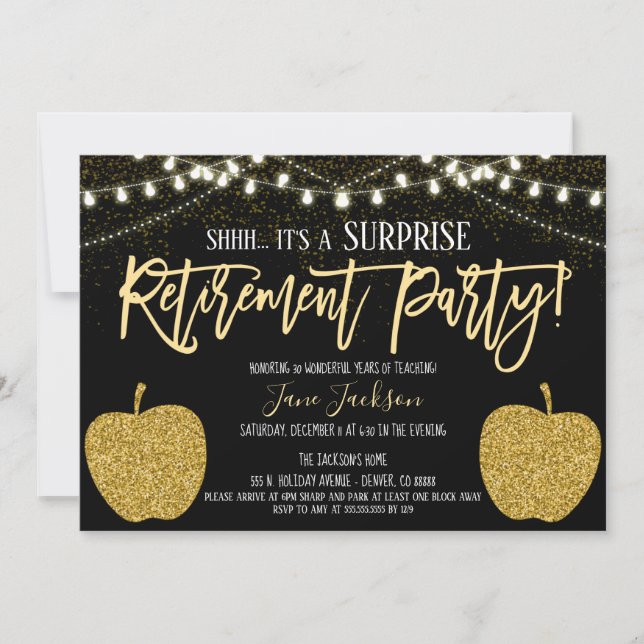 Surprise Teacher Retirement Party Invitation (Front)