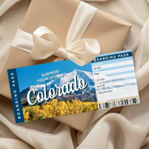 Surprise Trip Colorado Ticket Boarding Pass Card