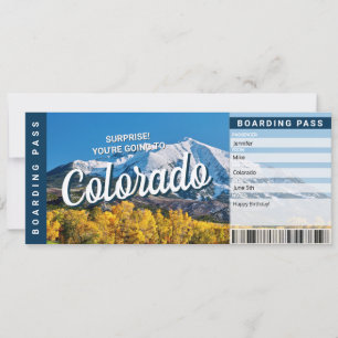 Surprise Trip Colorado Ticket Boarding Pass Card