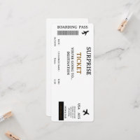 Surprise Trip Ticket Plane Travel Boarding Pass In