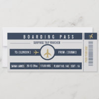 Surprise Vacation Boarding Pass Ticket Fake Flight