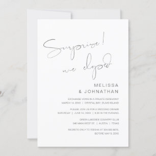 Surprise, we eloped, Wedding Elopement Party Invitation