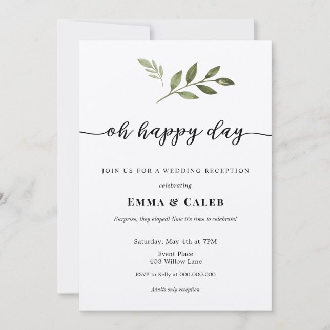 Surprise, We Eloped! Wedding Reception invitation (Front)