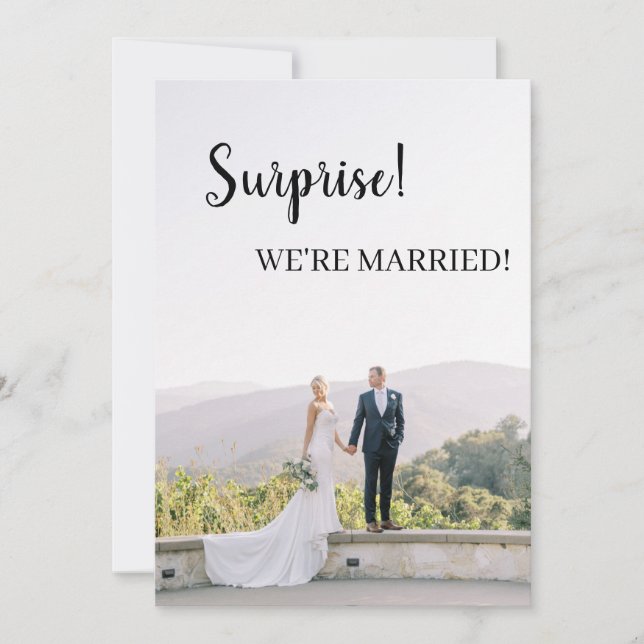 Surprise we're married!  announcement (Front)