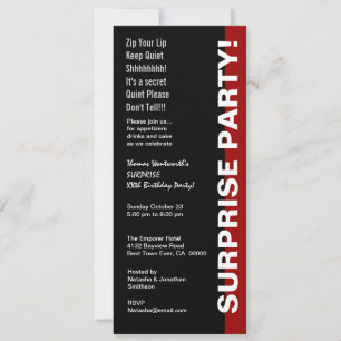 SURPRISE Year Birthday Chic Modern Black Red White Invitation