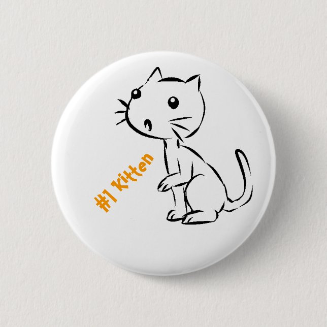Surprised #1 Kitten 6 Cm Round Badge (Front)