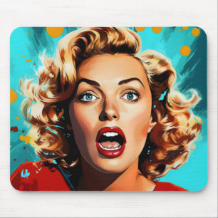 Surprised Blonde Pop Art Mouse Pad