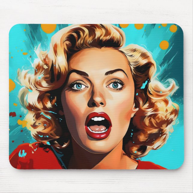 Surprised Blonde Pop Art Mouse Pad (Front)