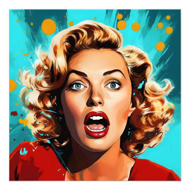 Surprised Blonde Pop Art Photo Print (Front)