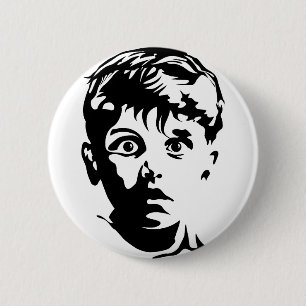 Surprised Boy Graphic Art Stencil Button Badge Pin