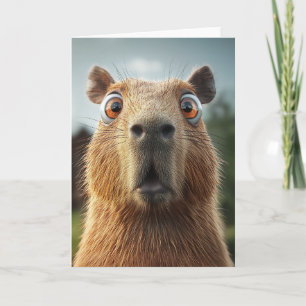 Surprised Capybara Close-Up Card