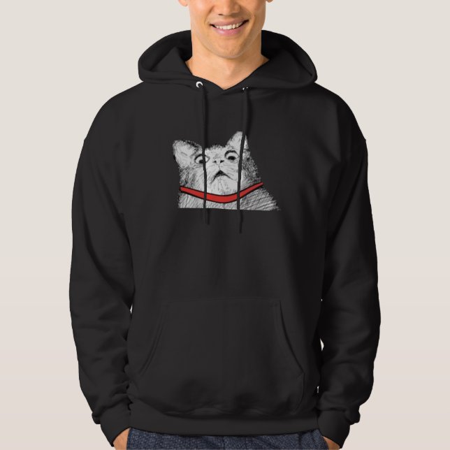 Surprised Cat Gasp Meme - 2-sided Black Hoody (Front)