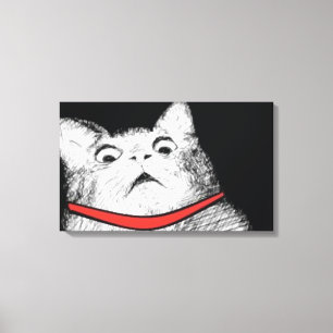 Surprised Cat Gasp Meme - Wrapped Canvas