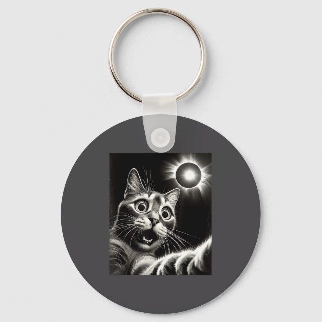 Surprised Cat Matching Family Solar Key Ring (Front)