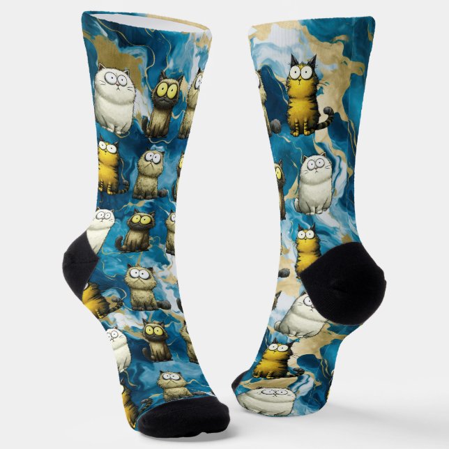 surprised cats socks (Angled)