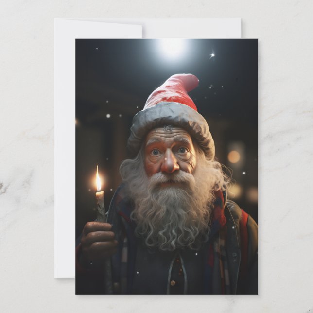 Surprised Christmas Gnome Holiday Card (Front)
