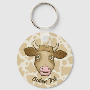 Surprised Cow Keychain