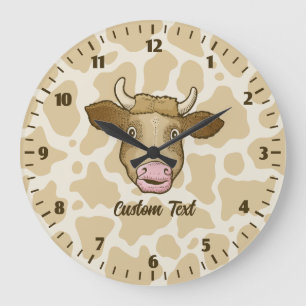 Surprised Cow Large Clock