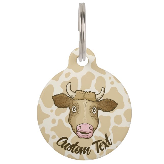 Surprised Cow Pet ID Tag (Front)
