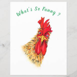 Surprised Curious Rooster Farmer Flyer Farm