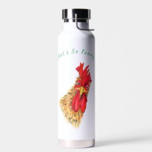 Surprised Curious Rooster Funny Water Bottle Gift
