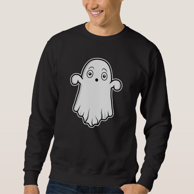 Surprised Cute Ghost Spirit Character Halloween Sweatshirt (Front)