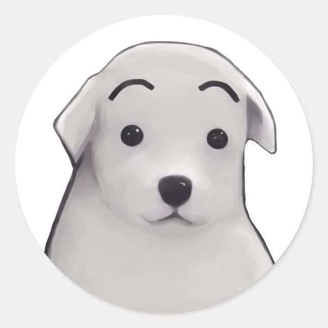 Surprised dog classic round sticker (Front)