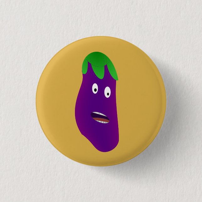 Surprised Eggplant by Kenneth Yoncich 3 Cm Round Badge (Front)