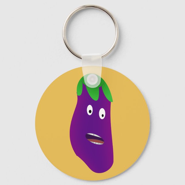 Surprised Eggplant by Kenneth Yoncich Key Ring (Front)