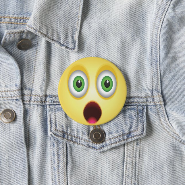 Surprised Emoji Face 7.5 Cm Round Badge (In Situ)