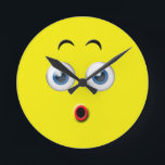 Surprised Emoji Round Clock<br><div class="desc">Features a surprised emoticon.</div>