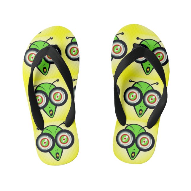 Surprised Extraterrestrial Funny Face Kid's Jandals (Footbed)