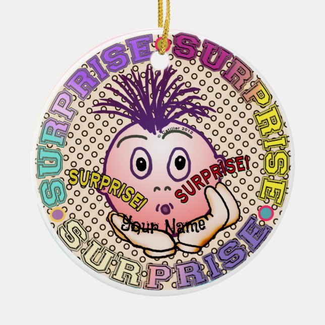 Surprised Face  Ceramic Tree Decoration (Front)