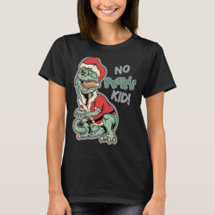 Surprised Funny T Rex Claus T Rex Santa Claus Chri T-Shirt