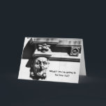 Surprised Gargoyle Funny Cute Old-Timer Birthday Card<br><div class="desc">My original photograph of a gargoyle face on a building, with a surprised look, is featured on this funny birthday card. The front of the card states "What?! You're going to be how old?!" and the inside of the card states "It is said age is just a number, but for...</div>