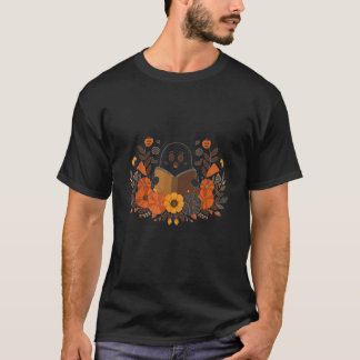 Surprised Ghost Reading Book Cosy Fall Pumpkin Des T-Shirt