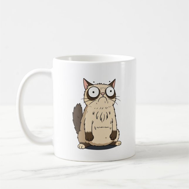 Surprised Grumpy Cat Coffee Mug (Left)