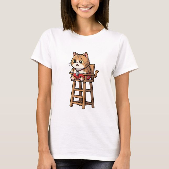 Surprised Lifeguard Cat T-Shirt (Front)