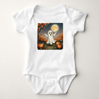 Surprised Little Ghost, Little Halloween Ghost, Baby Bodysuit