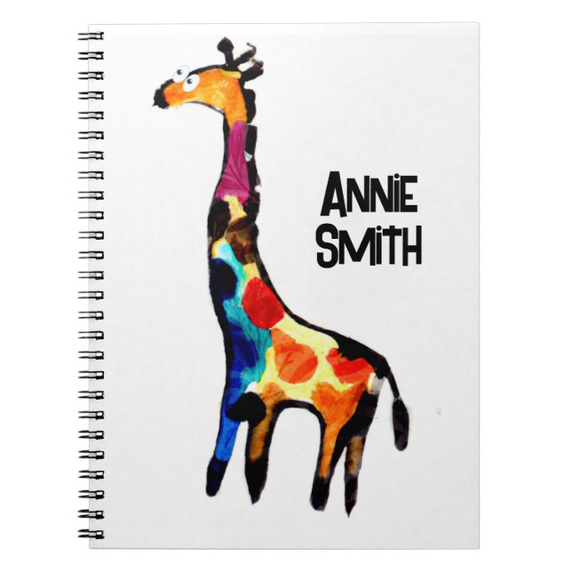 Surprised, naive giraffe! Editable name Notebook (Front)