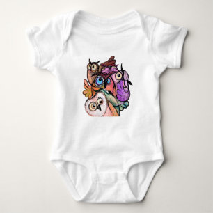 Surprised Owl Funny Baby Bodysuit