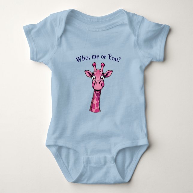 Surprised Pink Giraffe Baby Bodysuit (Front)