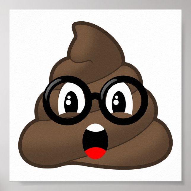 Surprised Poop Glasses Emoji Poster (Front)