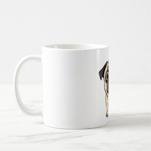 Surprised Pug Shocked Face Coffee Mug (Left)