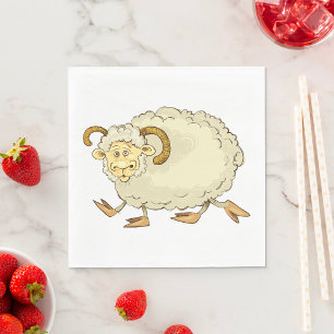 Surprised Ram Sheep Funny Farm Animal Napkin