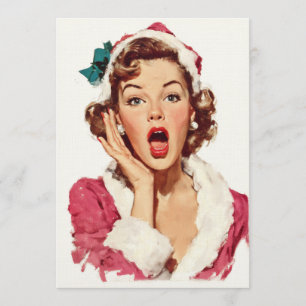 Surprised Retro Christmas Pin-Up Invitation