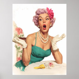 Surprised Retro Glamour Lady Poster