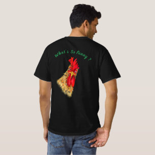 Surprised Rooster Funny T-Shirt - Custom Text