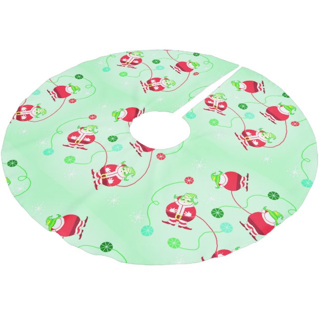 Surprised Santa Brushed Polyester Tree Skirt (Angled)