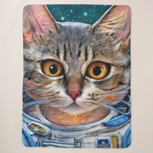 Surprised Space Astronaut Cat Sherpa Blanket